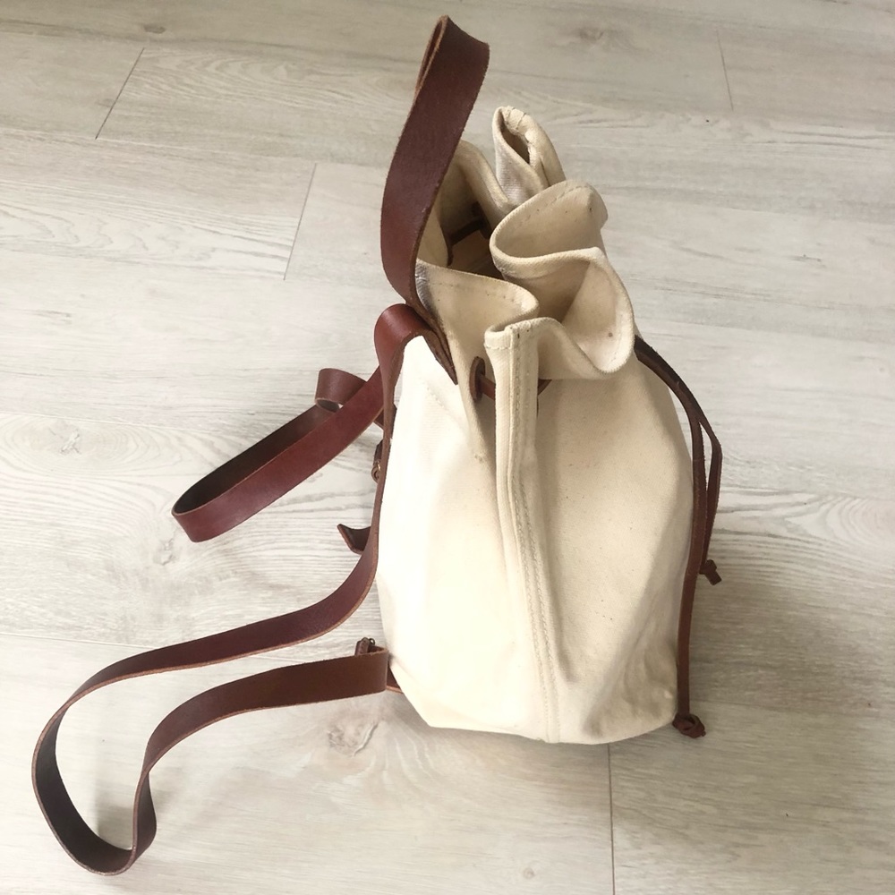 Madewell Canvas Leather Somerset Drawstring Backpack Purse - Picture 10 of 16